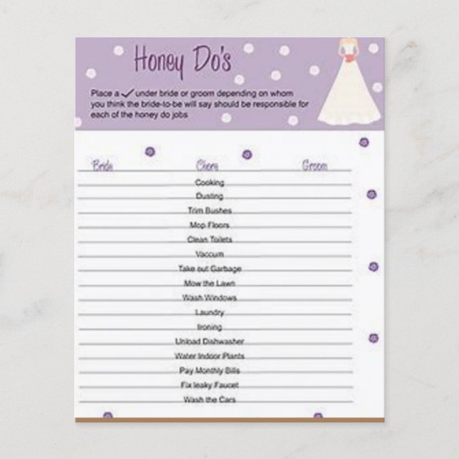 BRIDAL SHOWER GAMES FLYER (Front)