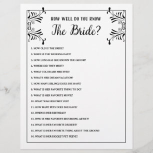 Bridal Shower Games How Well Do You Know The Bride