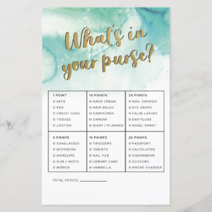 Bridal Shower Games What's In Your Purse Game Gold