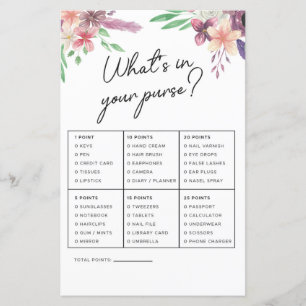 Bridal Shower Games What's In Your Purse Game Pink