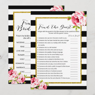 Bridal Shower Games x2 - Find Guest   Phrase Invitation