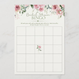 Bridal Shower Gift Bingo Game flower Invitation