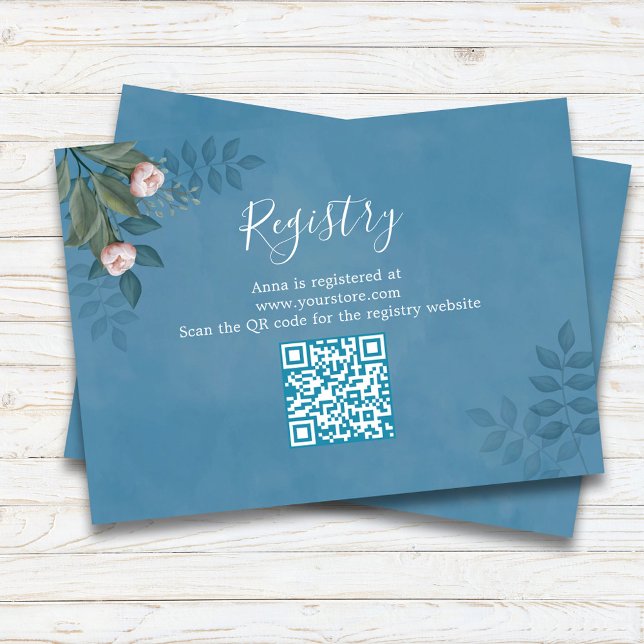 Bridal Shower Gift Registry Floral Card (Blush pink watercolor rose buds.)
