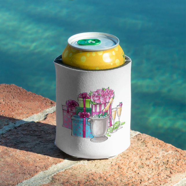 Bridal Shower Gifts Roses Champagne Flutes Can Cooler (In Situ Pool)