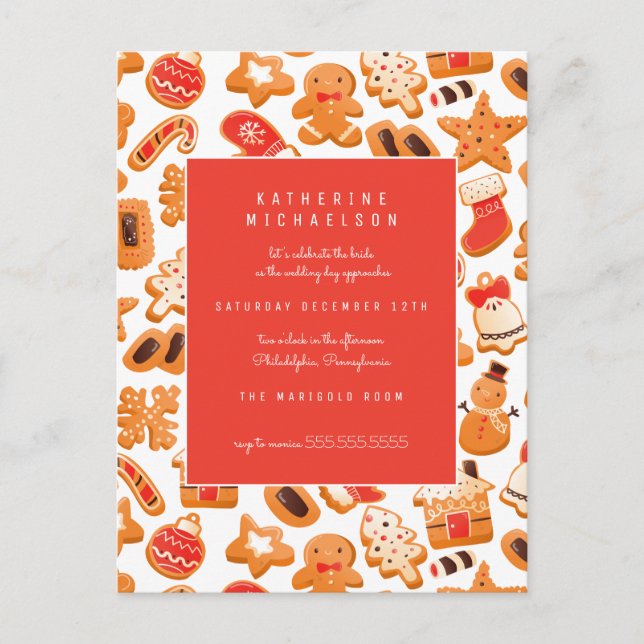 BRIDAL SHOWER | Gingerbread Cookies Invitation Pos Postcard (Front)