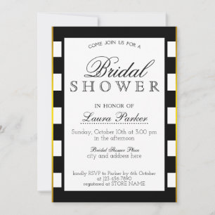 Bridal Shower Gold Black Striped Glitter  Classic Invitation
