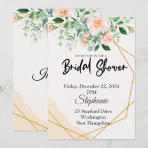 Bridal Shower, gold frame,ping flowers