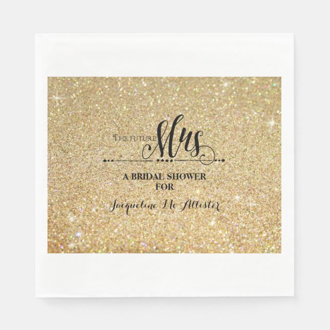Bridal Shower Gold Glitter Future Mrs. Modern Fab Napkin (Front)