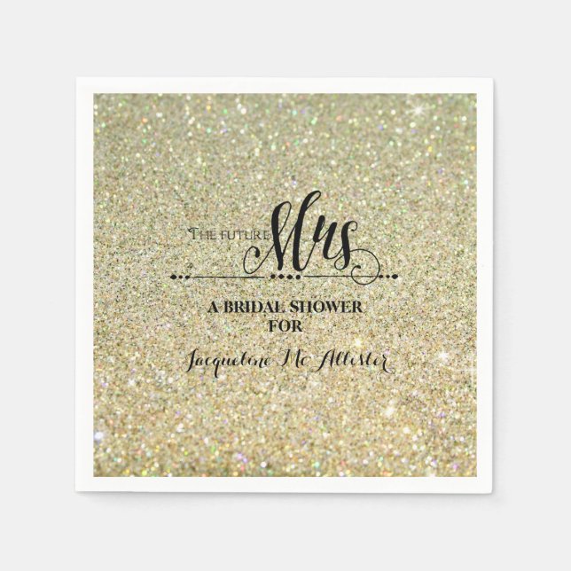 Bridal Shower Gold Glitter Future Mrs. Modern Fab Napkin (Front)