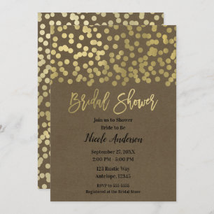 Bridal Shower Gold Modern Chic Rustic Kraft Invitation
