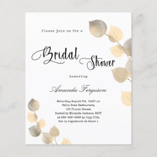 Bridal Shower golden eucalyptus budget invitation Flyer