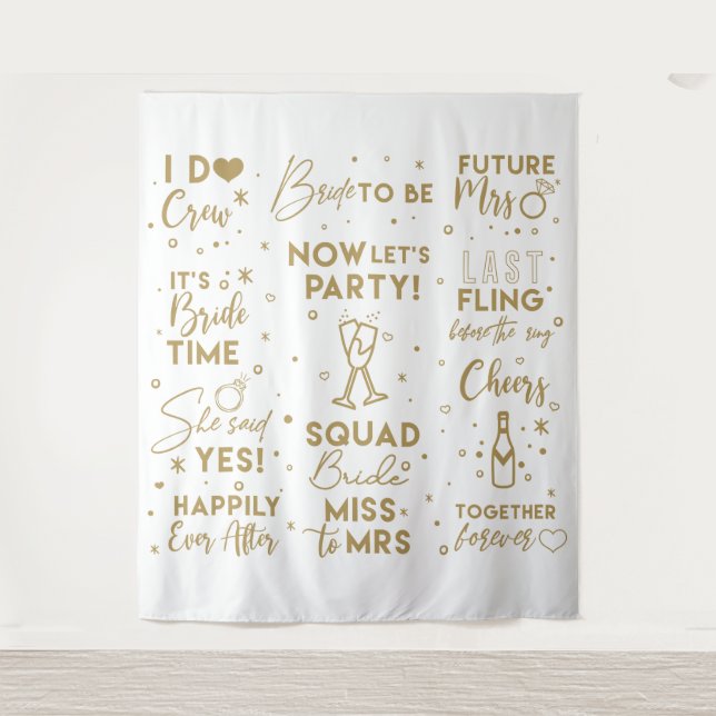 Bridal Shower goldtext photo booth Backdrop banner Tapestry (Front)