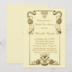 Bridal Shower, great Gatsby style, ivory & gold Invitation