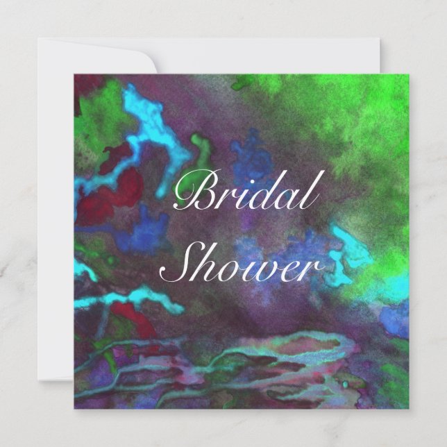 Bridal Shower Green Fusion 2 Wedding Invitation (Front)