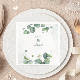Bridal Shower Greenery Eucalyptus Future Mrs Paper Napkin