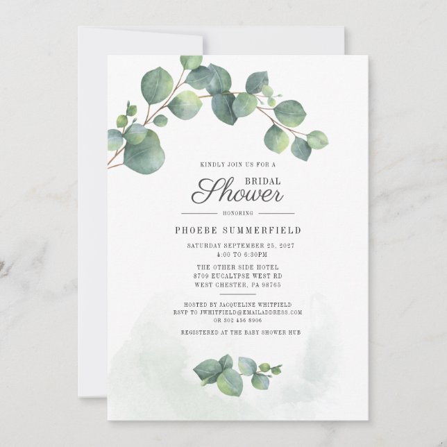 Bridal Shower Greenery Eucalyptus Succulent Invitation (Front)