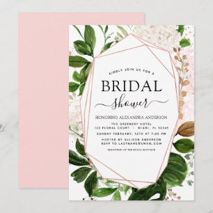 Bridal Shower Greenery Rose Gold Geometric Invitation