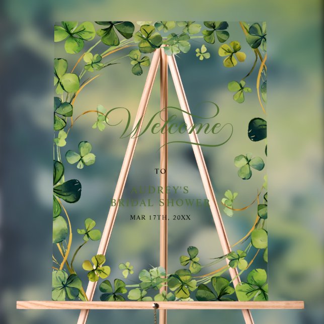 Bridal Shower Greenery Shamrock Welcome Sign (Neutral)
