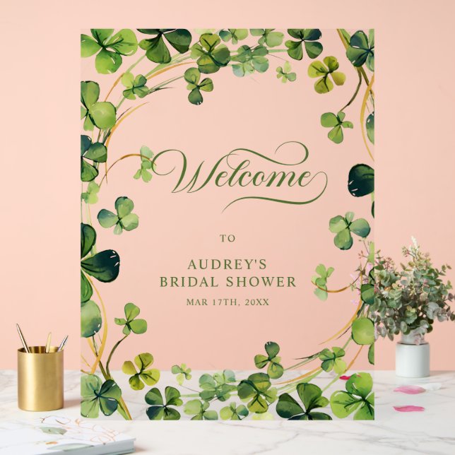 Bridal Shower Greenery Shamrock Welcome Sign (Mariage)