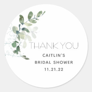 Bridal Shower Greenery Thank You Favour Sticker