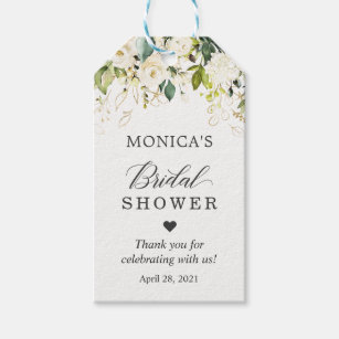 Bridal Shower Greenery White Rose Floral Gift Tags