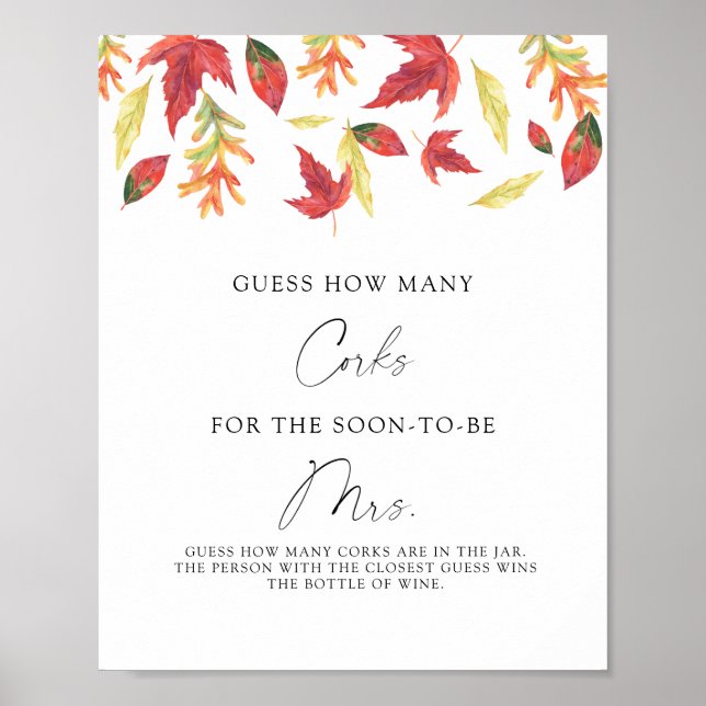 Bridal Shower Guess How Many Corks Poster (Front)