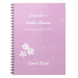 Bridal Shower Guest Book Pink, White Floral