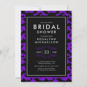 BRIDAL SHOWER Halloween Purple Bat Pattern Invitation