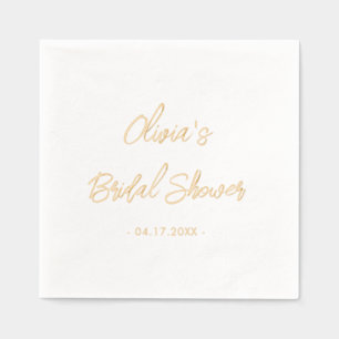 Bridal Shower Hand Lettered Modern Minimal Gold Foil Napkins