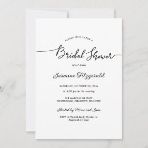Bridal Shower Handwritten Script Elegant  Invitation