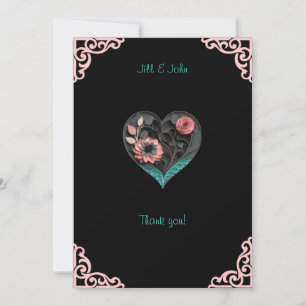 Bridal Shower Heart Thank You Note Card