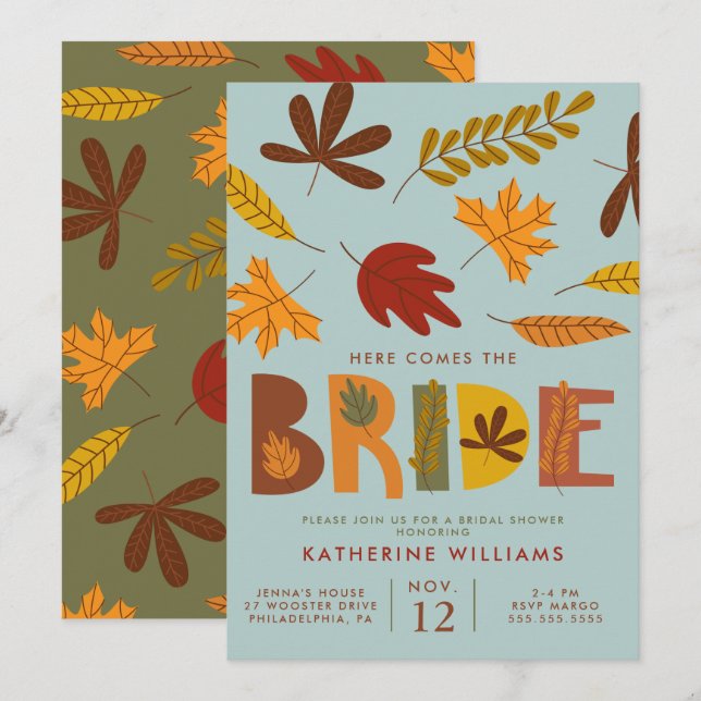 BRIDAL SHOWER | Here Comes The Fall Bride Invitation (Front/Back)