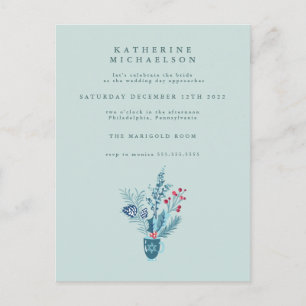 BRIDAL SHOWER   Holiday Floral Bouquet Invitation Postcard