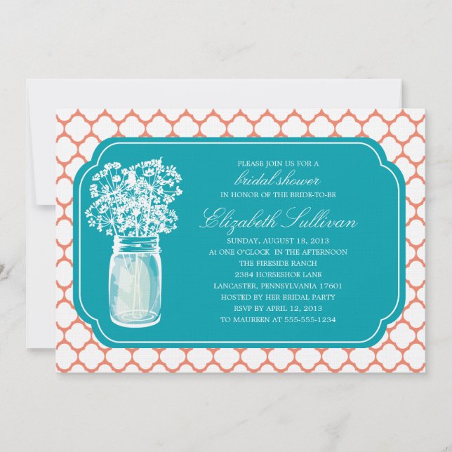 Bridal Shower Honeycomb Mason Jar Wildflowers Invitation (Front)