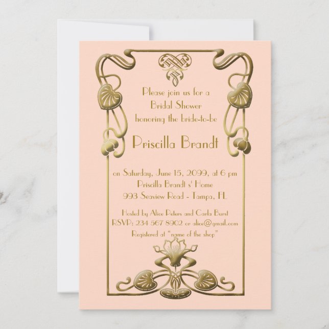 Bridal Shower Honouring, great Gatsby style, pink Invitation (Front)