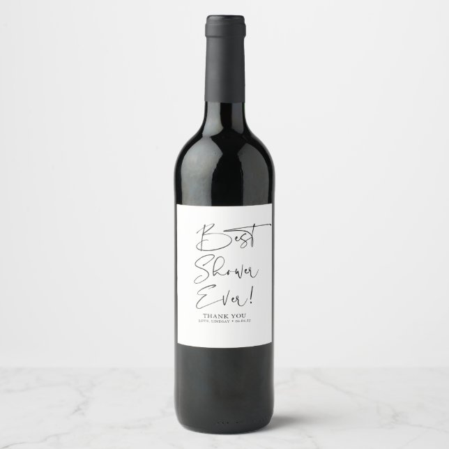 Bridal Shower Hostess Cute Thank You Gift Modern Wine Label (Front)