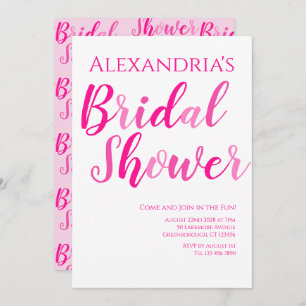 Bridal Shower Hot Pink Modern Party Invitation
