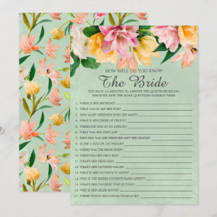 Bridal Shower How Well Do You Know The Bride Game  Invitation