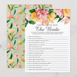 Bridal Shower How Well Do You Know The Bride Game  Invitation