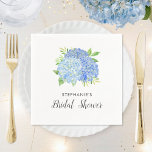 Bridal Shower Hydrangea Blue Floral Napkin<br><div class="desc">These bridal shower napkins feature a blue hydrangea flower bouquet with leaf foliage. You can personalize these napkins with the bride's name. These napkins are part of a collection which includes a range of matching wedding stationery and bridal items. Please visit our store or view our collection pages to see...</div>