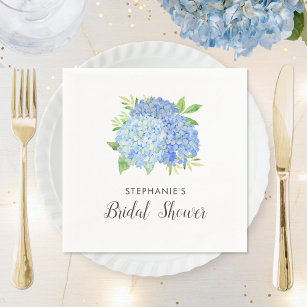Bridal Shower Hydrangea Blue Floral Napkin