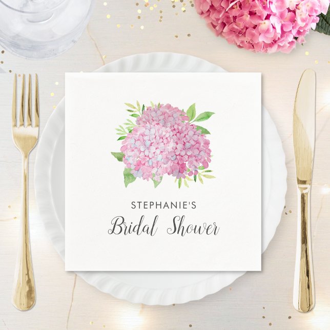 Bridal Shower Hydrangea Pink Floral Napkins (Creator Uploaded)