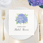 Bridal Shower Hydrangea Purple Floral Napkins<br><div class="desc">These bridal shower napkins feature a purple hydrangea flower bouquet with leaf foliage. You can personalize these napkins with the bride's name. Other matching bridal shower party supplies also available.</div>