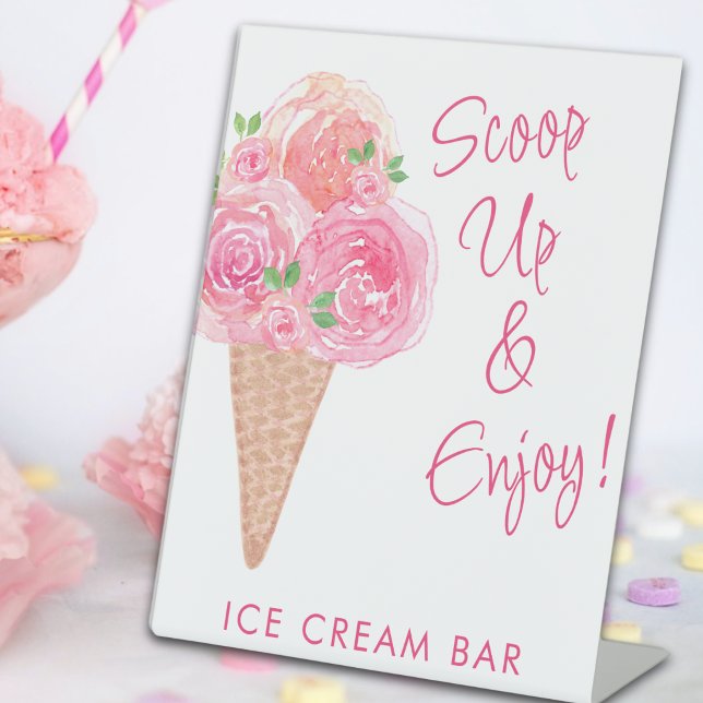 Bridal Shower Ice Cream Bar Pedestal Sign (Creator Uploaded)