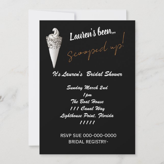 BRIDAL SHOWER ICE CREAM INVITATION (Front)