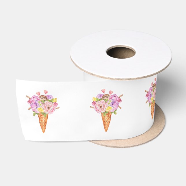 Bridal shower ice cream theme ribbon satin ribbon (Spool)