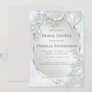 BRIDAL SHOWER Icy Blue Pearl Shimmer Invitation