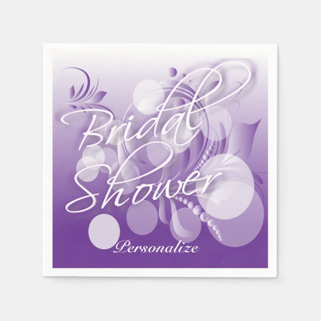 Bridal Shower in a Pretty Purple And White Napkin (Front)