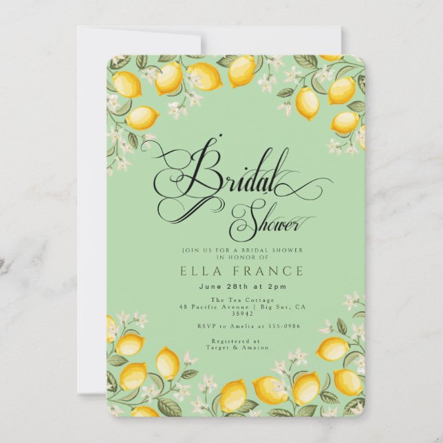 Bridal Shower in Bloom & Lemons Invitation (Front)