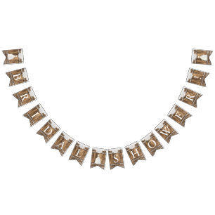 Bridal Shower in Rustic Wood and Lace Bunting Flags